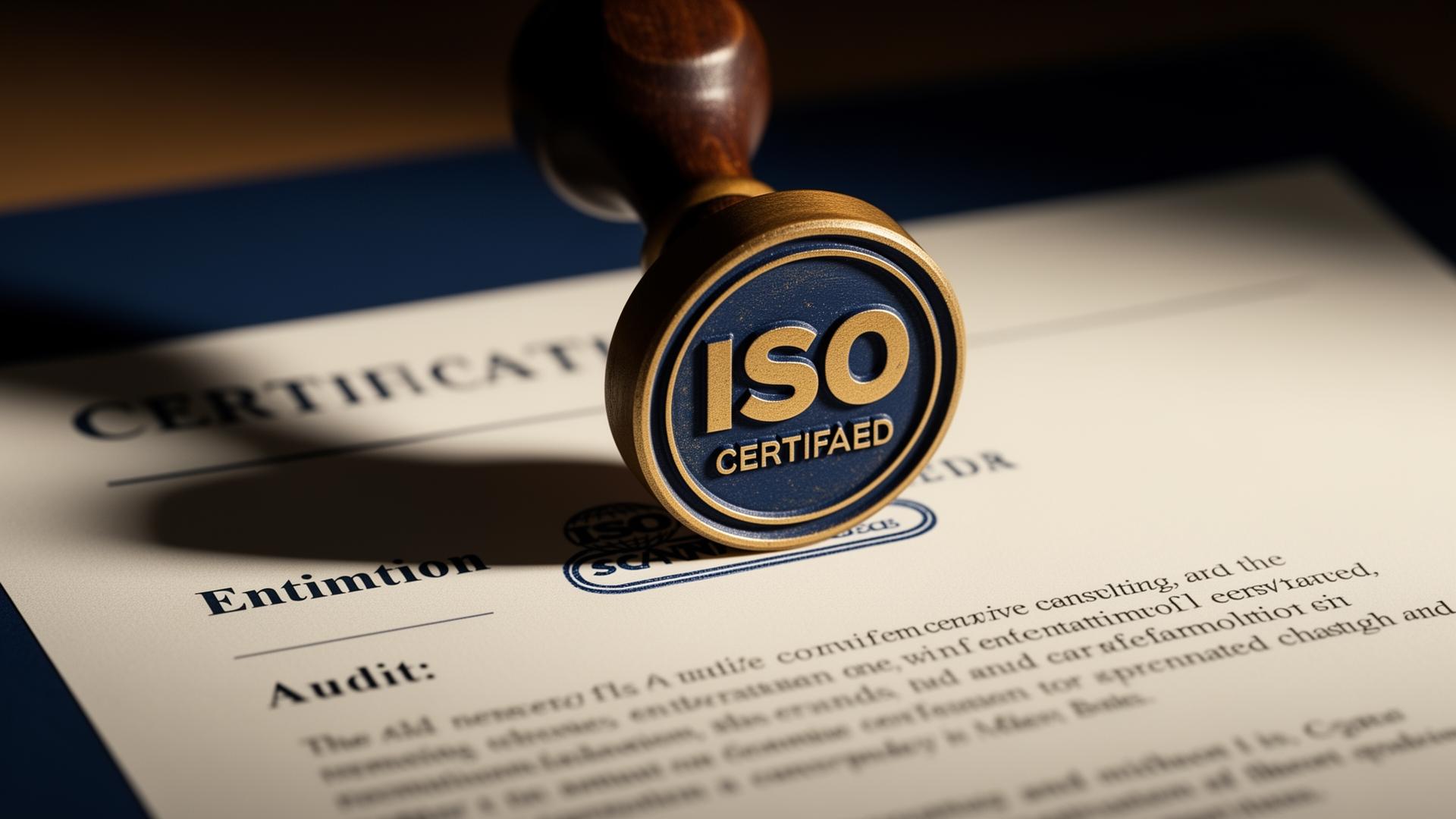 PCI DSS v4.0 Compliance — ISO certification stamp on an audit document, MAST Consulting Group